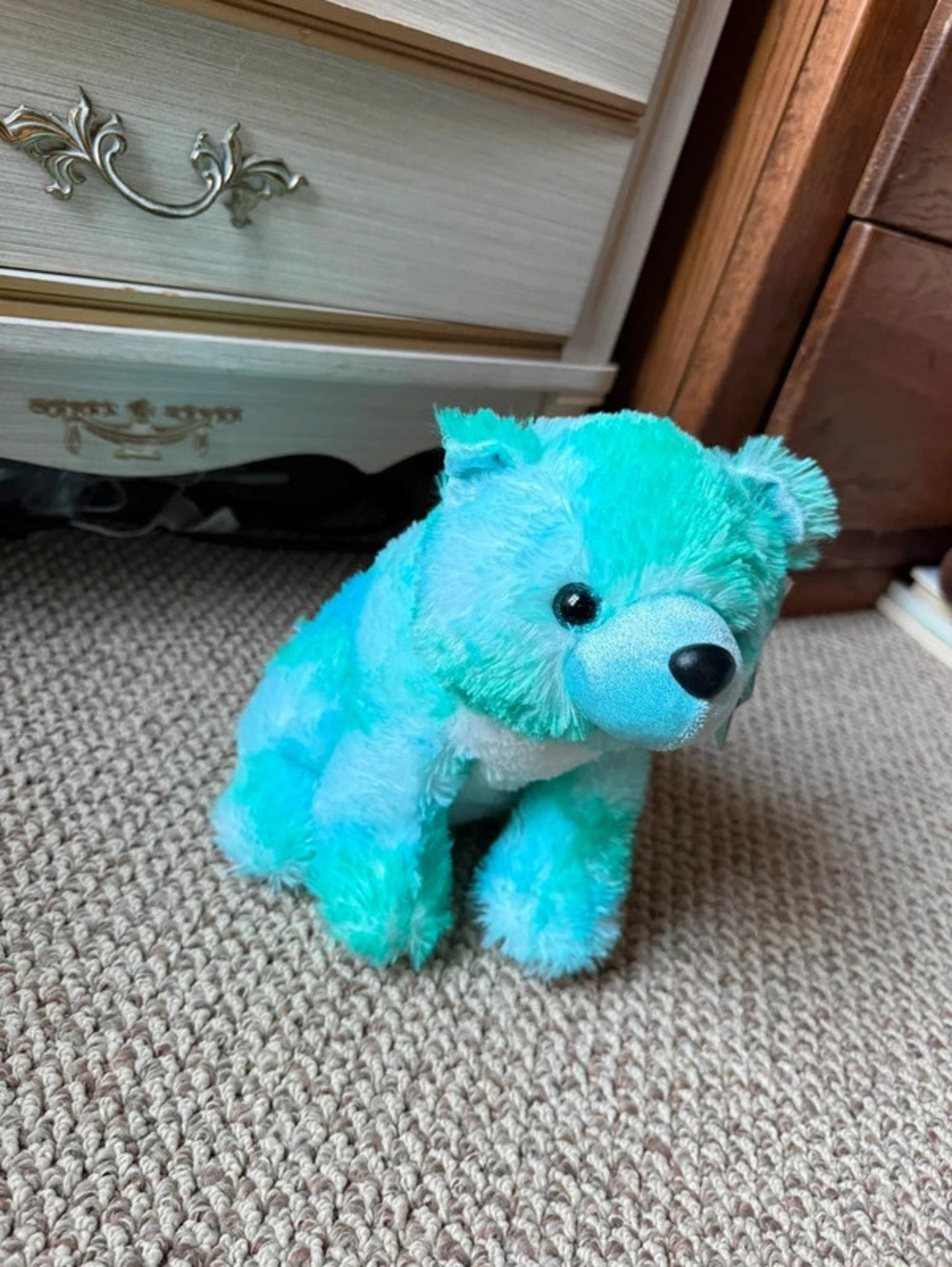 Blue & green bear stuffed animal